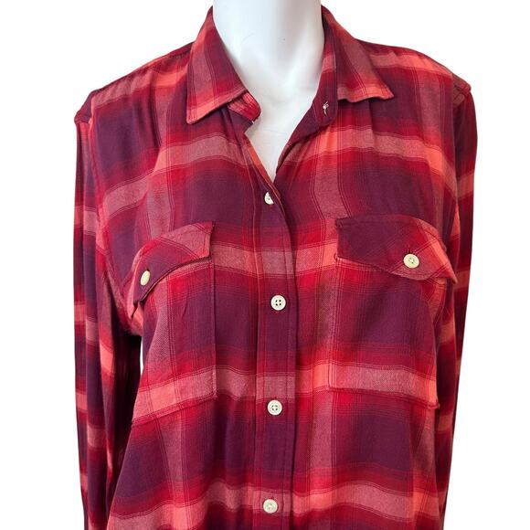 Gap x Pendleton Red Flannel Viscose Soft Plaid Button Down Shirt sz M EUC - Picture 3 of 8
